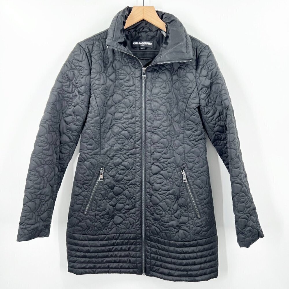 Karl Lagerfeld Camila Black Quilted Coat